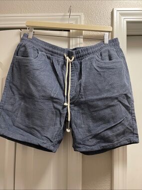 Men's Corduroy Drawstring Cargo Shorts - Blue